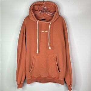 Youngla Men's Orange Hoodie Sweatshirt Size Large
